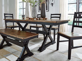 Wildenauer Dining Table and 6 Chairs and Bench in Brown/Black by Ashley at Eve Furniture