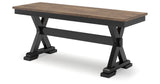 Wildenauer Dining Table and 6 Chairs and Bench in Brown/Black by Ashley at Eve Furniture
