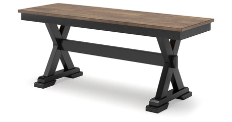 Wildenauer Dining Table and 6 Chairs and Bench in Brown/Black by Ashley at Eve Furniture