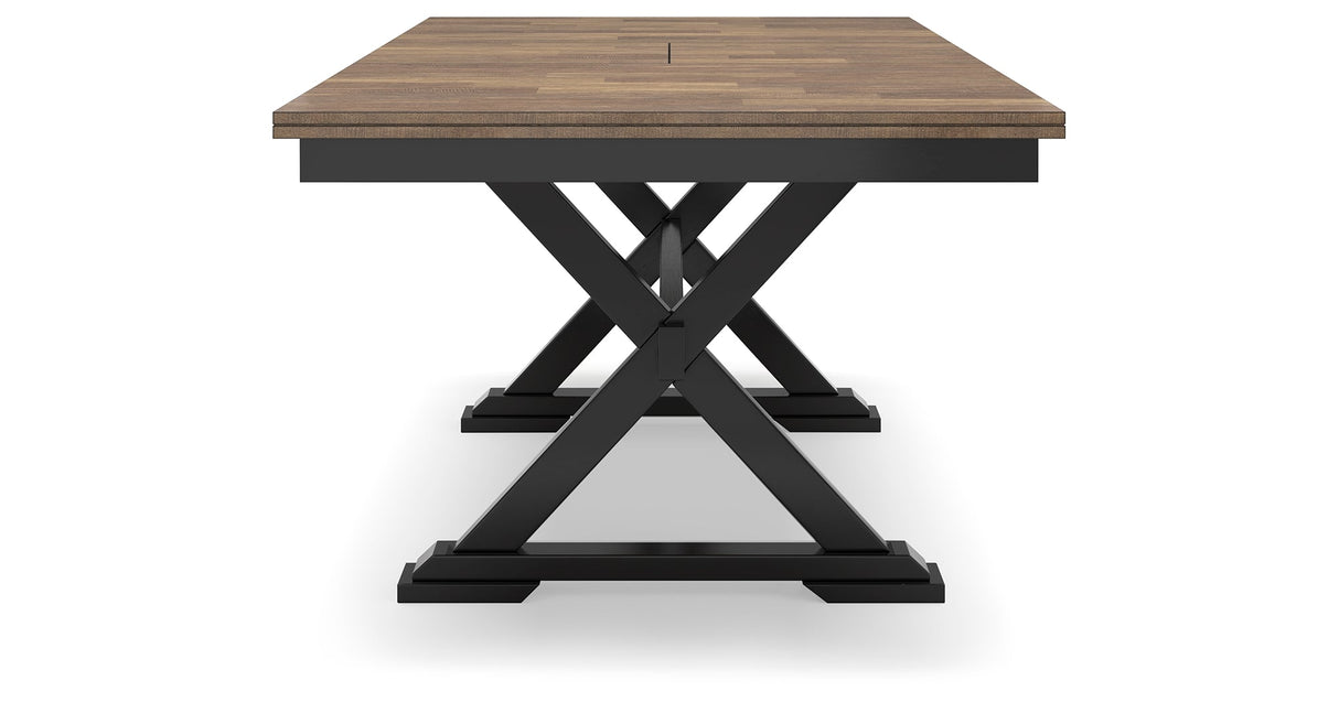 Wildenauer Dining Table and 6 Chairs and Bench in Brown/Black by Ashley at Eve Furniture