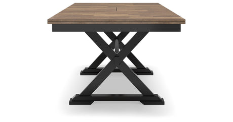 Wildenauer Dining Table and 6 Chairs and Bench in Brown/Black by Ashley at Eve Furniture
