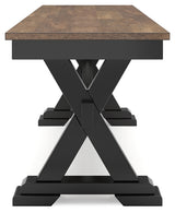 Wildenauer Dining Table and 6 Chairs and Bench in Brown/Black by Ashley at Eve Furniture