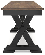 Wildenauer Dining Table and 6 Chairs and Bench in Brown/Black by Ashley at Eve Furniture