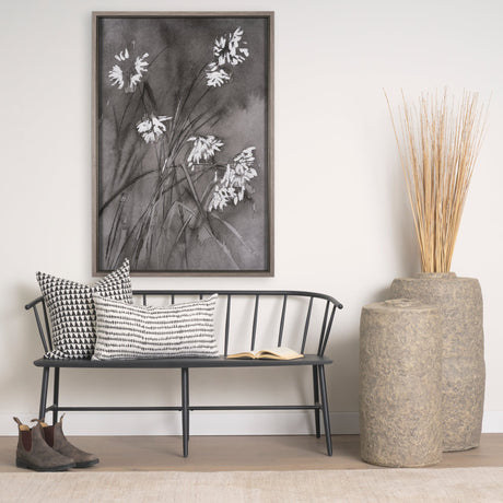 Wildflowers I Charcoal by Mercana Studio a Hand Embellished Textured Framed Art Print by Mercana at Eve Furniture
