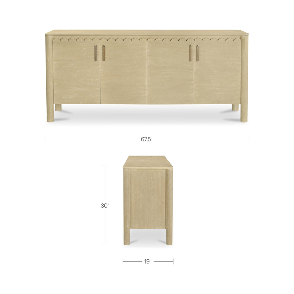Wiley Natural 4 Door Sideboard by MOES at Eve Furniture