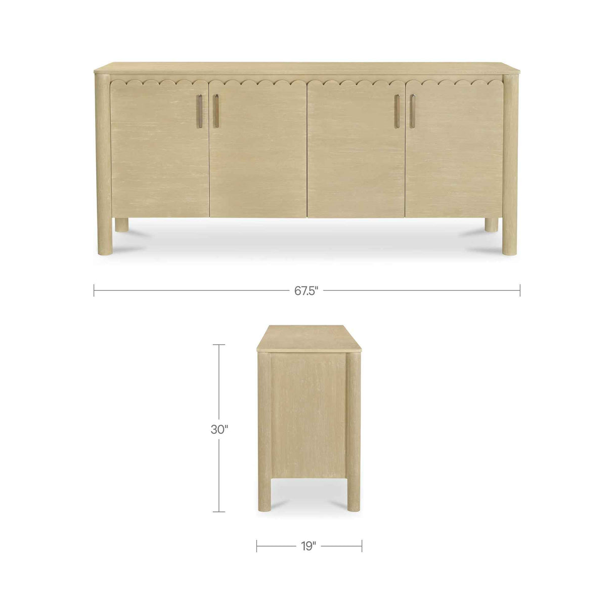 Wiley Natural 4 Door Sideboard by Moe's Home at Eve Furniture