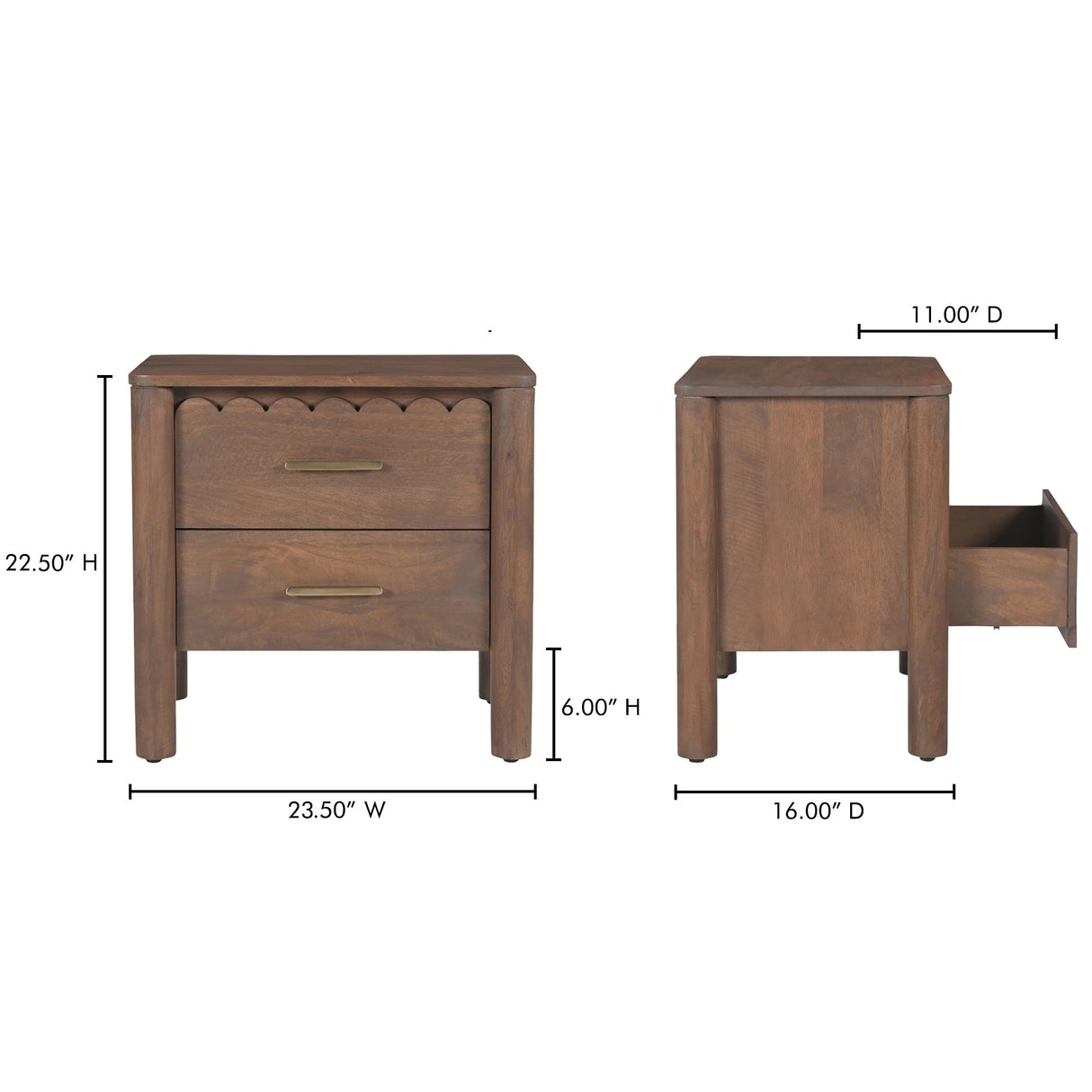 Wiley Vintage Brown Nightstand by Moe's Home at Eve Furniture