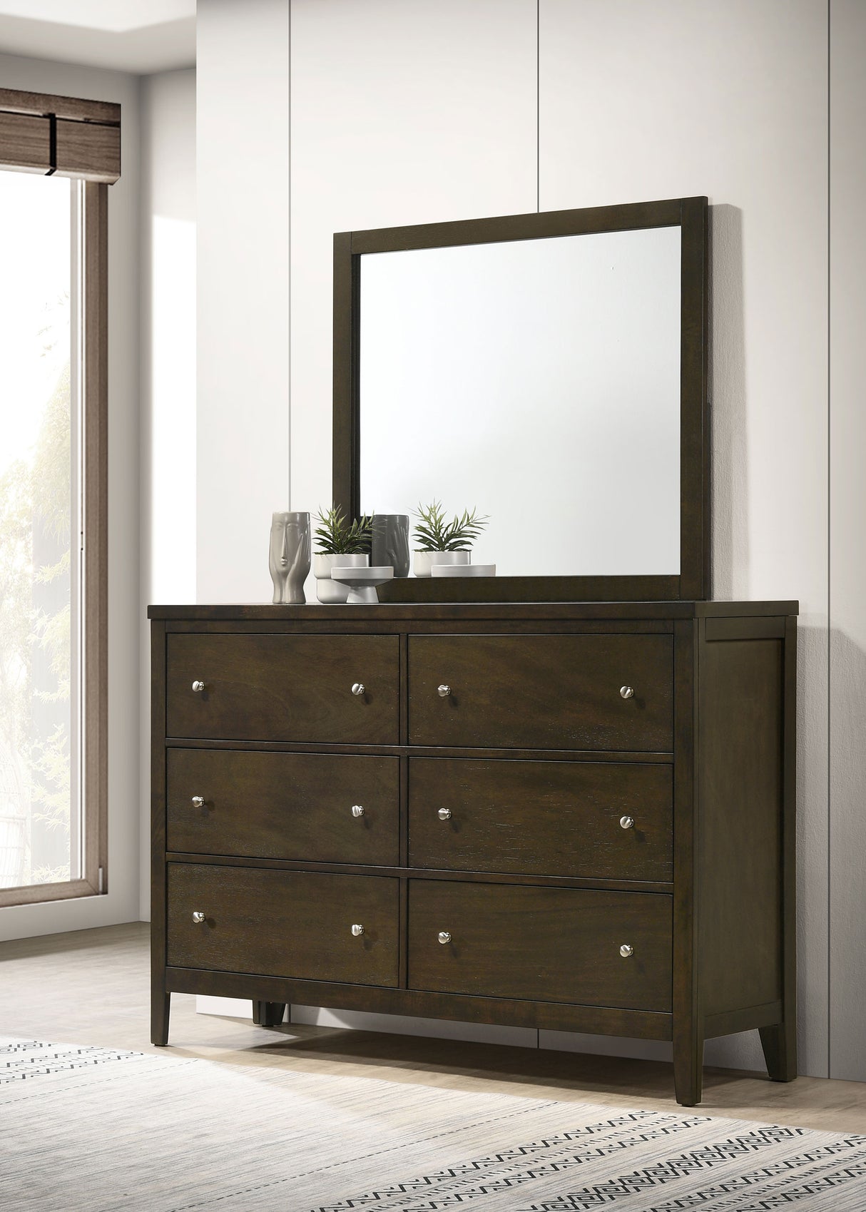 Wilkes Dark Cocoa 6-drawer Dresser and Mirror by Coaster at Eve Furniture