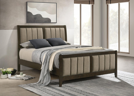 Wilkes Dark Cocoa Upholstered Queen Bed by Coaster at Eve Furniture