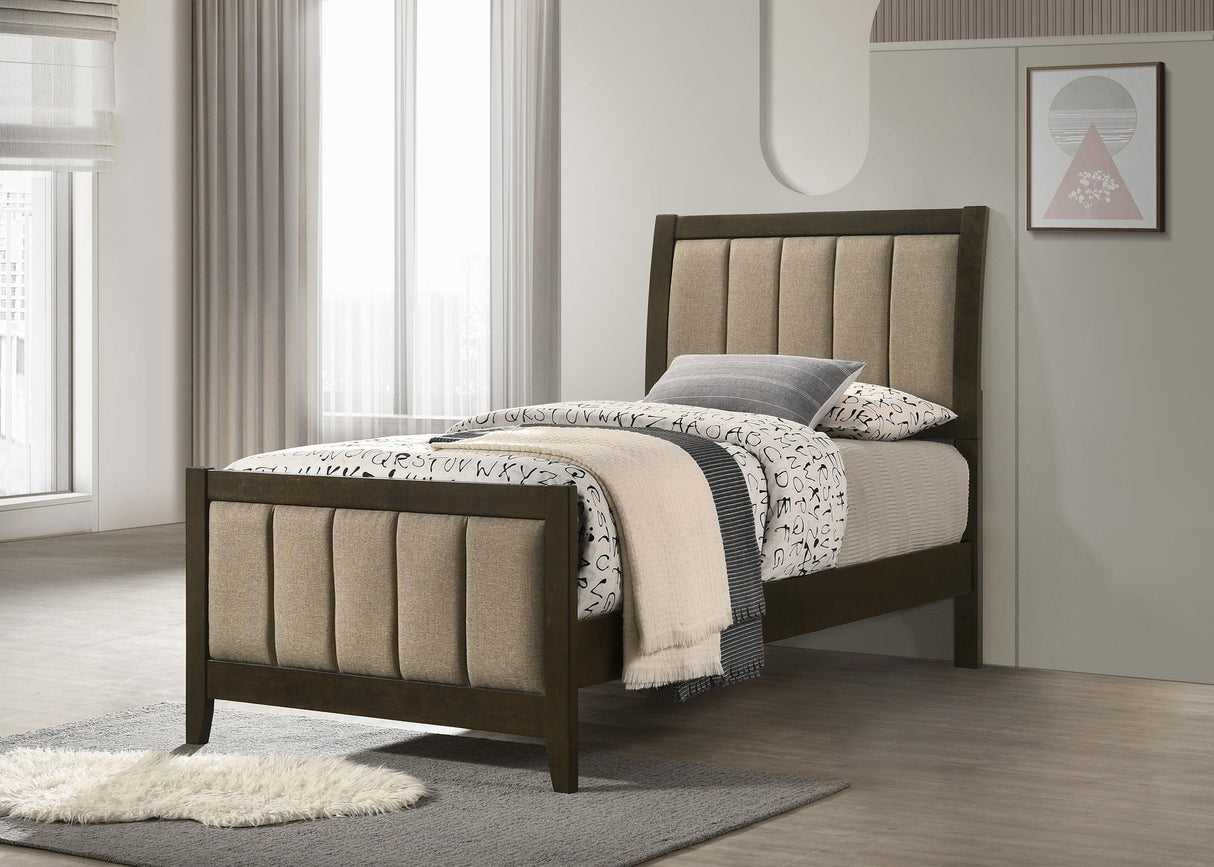 Wilkes Dark Cocoa Upholstered Twin Bed by Coaster at Eve Furniture