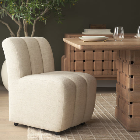 Wilkins Beige Performance Fabric Upholstered Dining Chair by Mercana at Eve Furniture