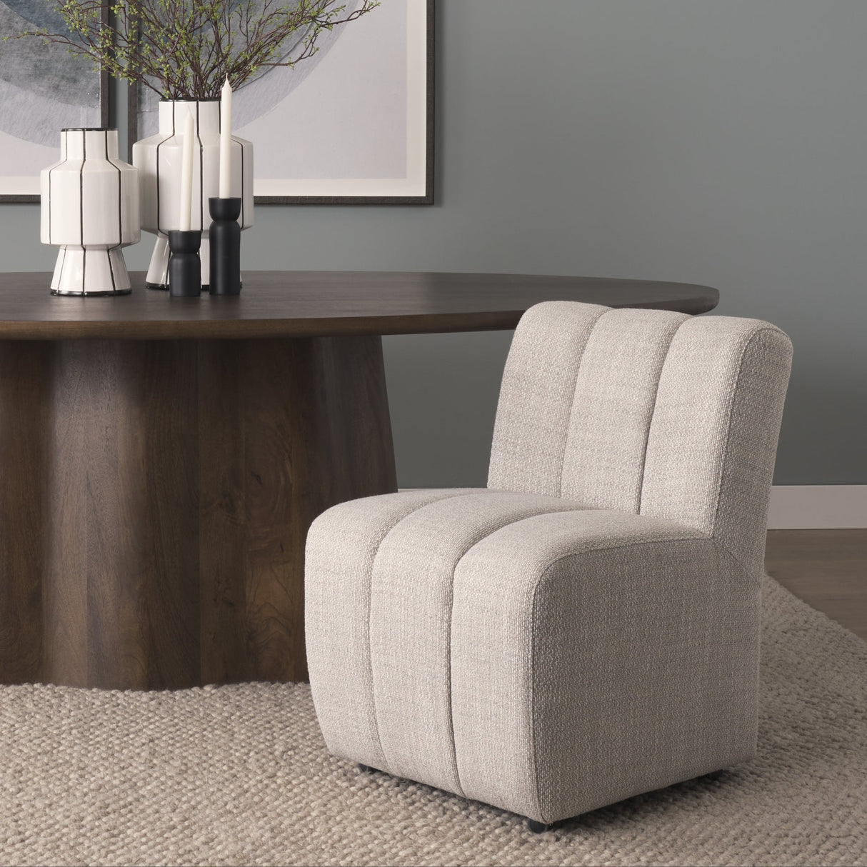 Wilkins Gray Performance Fabric Upholstered Dining Chair by Mercana at Eve Furniture