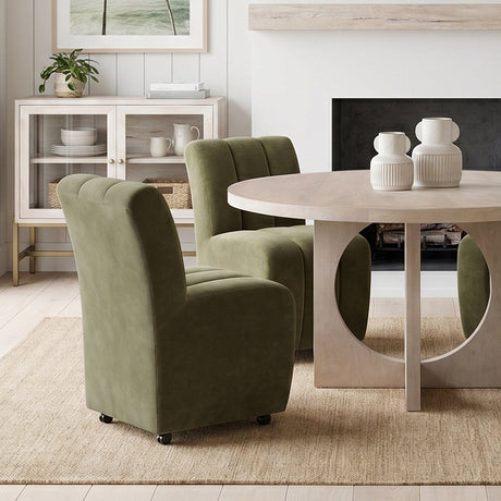 Wilkins Moss Olive Fabric Upholstered Dining Chair by Mercana at Eve Furniture