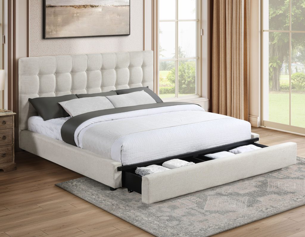 Willa Warm Ivory King Upholstered Bed by Steve Silver at Eve Furniture