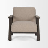 Willmar Textured Mushroom Gray Fabric Espresso Brown Wood Accent Lounge Chair by Mercana at Eve Furniture