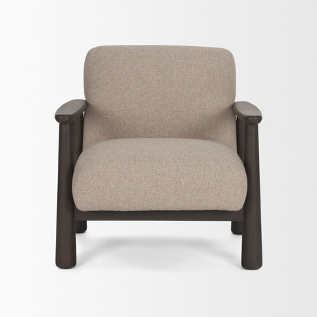 Willmar Textured Mushroom Gray Fabric Espresso Brown Wood Accent Lounge Chair by Mercana at Eve Furniture