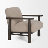 Willmar Textured Mushroom Gray Fabric Espresso Brown Wood Accent Lounge Chair by Mercana at Eve Furniture