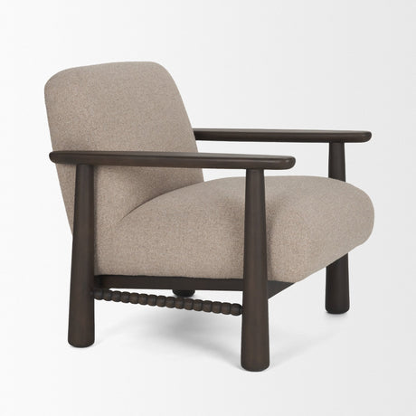 Willmar Textured Mushroom Gray Fabric Espresso Brown Wood Accent Lounge Chair by Mercana at Eve Furniture