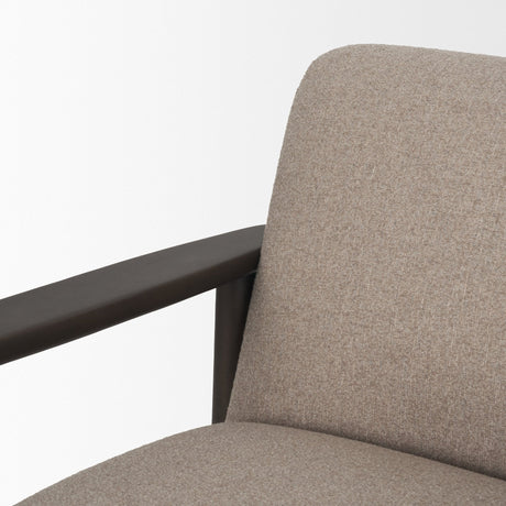 Willmar Textured Mushroom Gray Fabric Espresso Brown Wood Accent Lounge Chair by Mercana at Eve Furniture
