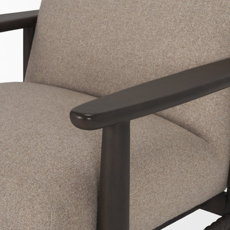 Willmar Textured Mushroom Gray Fabric Espresso Brown Wood Accent Lounge Chair by Mercana at Eve Furniture
