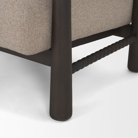 Willmar Textured Mushroom Gray Fabric Espresso Brown Wood Accent Lounge Chair by Mercana at Eve Furniture