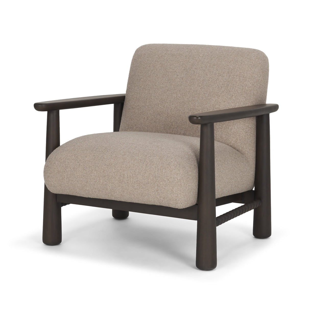 Willmar Textured Mushroom Gray Fabric Espresso Brown Wood Accent Lounge Chair by Mercana at Eve Furniture