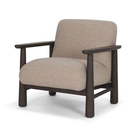 Willmar Textured Mushroom Gray Fabric Espresso Brown Wood Accent Lounge Chair by Mercana at Eve Furniture