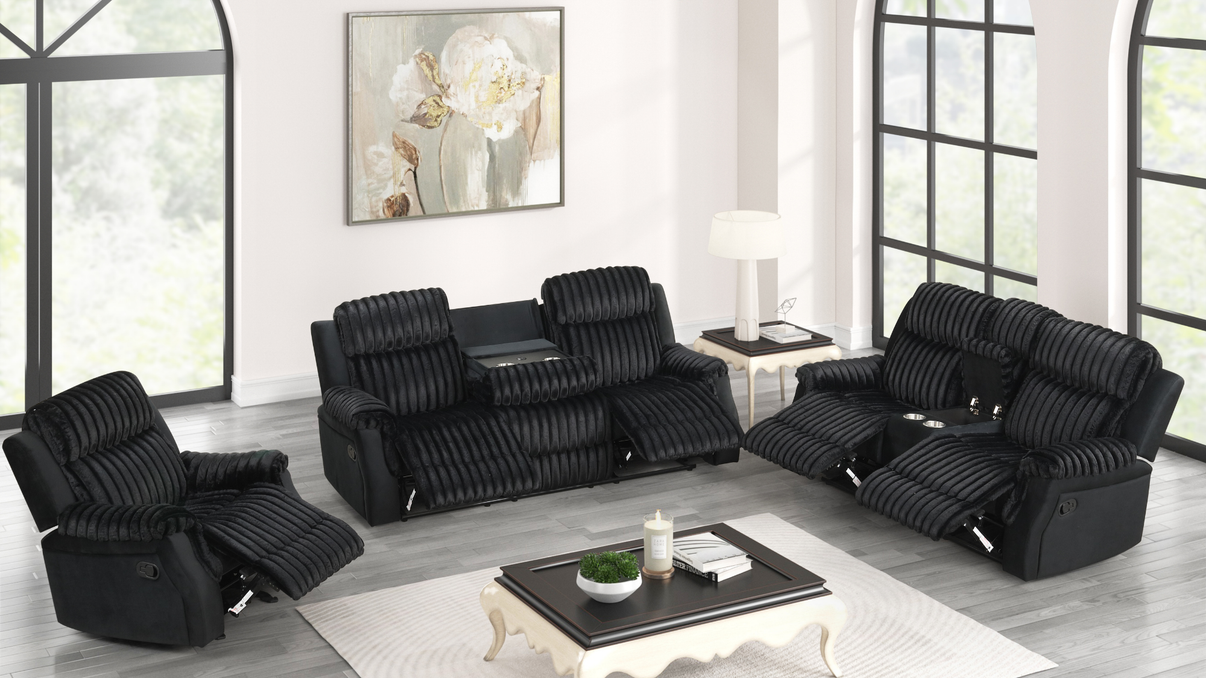 Willow Black 3-Piece Reclining Living Room Set by New Era Innovations at Eve Furniture