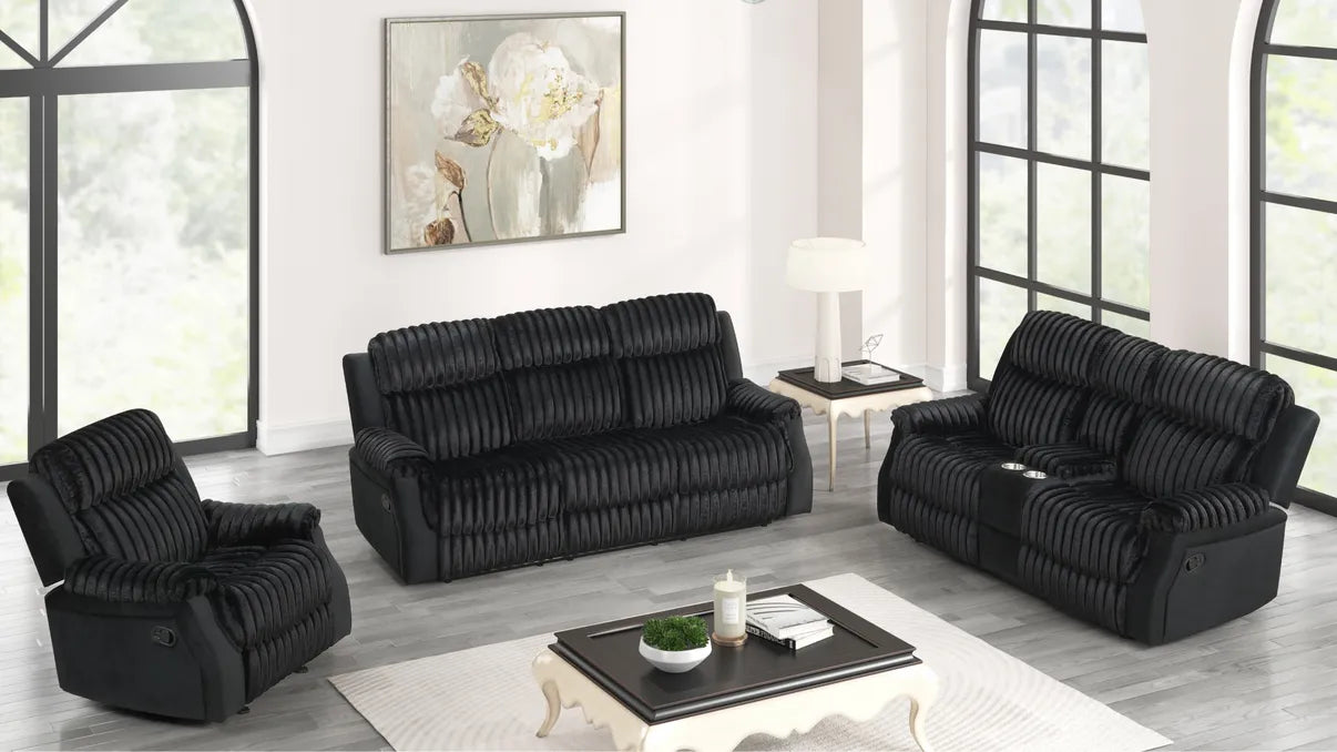 Willow Black 3-Piece Reclining Living Room Set [Special Price] by New Era Innovations at Eve Furniture