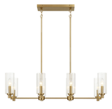 Willow Eight Lights Island With Clear Ribbed Glass Pendant Lamp - Satin Brass by Ashcroft Furniture at Eve Furniture