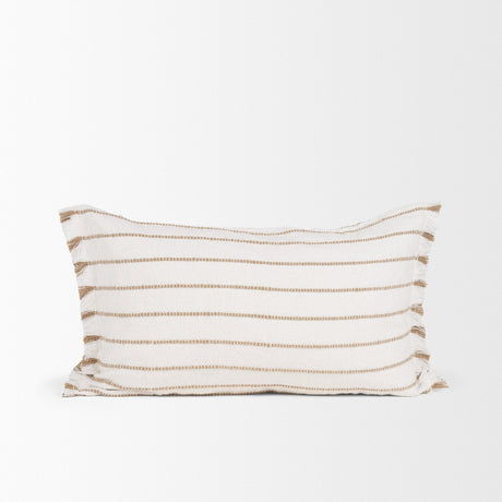 Willow 13x21 Lumbar Cream w/ Camel Stripes Decorative Pillow Cover by Mercana at Eve Furniture