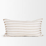 Willow Lumbar Cream w/ Camel Stripes Decorative Pillow Cover by Mercana at Eve Furniture