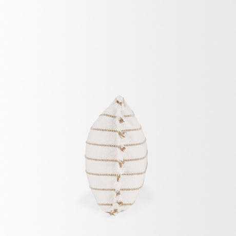 Willow 13x21 Lumbar Cream w/ Camel Stripes Decorative Pillow Cover by Mercana at Eve Furniture