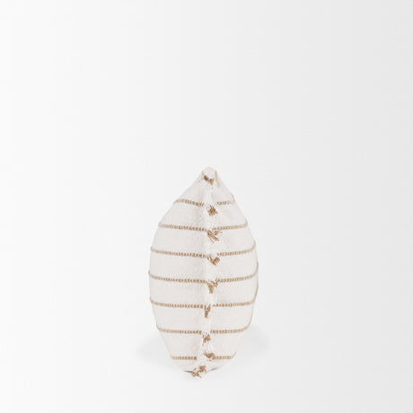 Willow Lumbar Cream w/ Camel Stripes Decorative Pillow Cover by Mercana at Eve Furniture