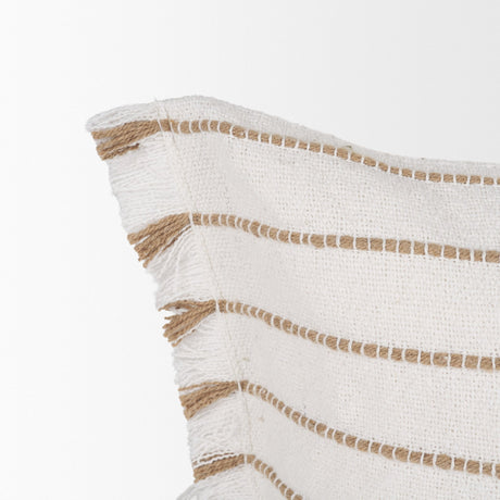 Willow Lumbar Cream w/ Camel Stripes Decorative Pillow Cover by Mercana at Eve Furniture