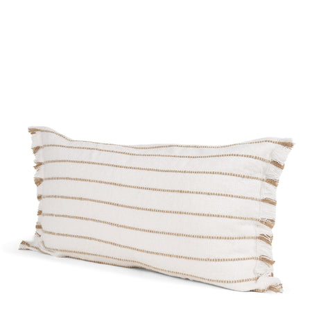 Willow Lumbar Cream w/ Camel Stripes Decorative Pillow Cover by Mercana at Eve Furniture
