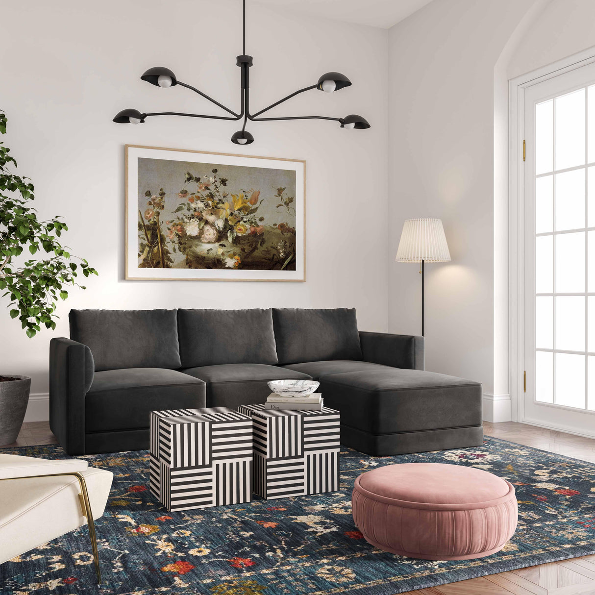 Willow Velvet Modular Ottoman by TOV Furniture at Eve Furniture