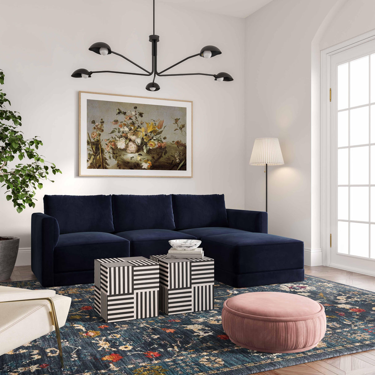 Willow Velvet Modular Ottoman by TOV Furniture at Eve Furniture