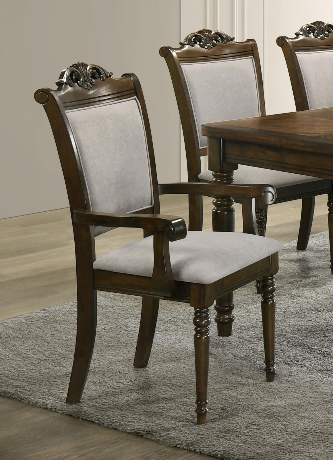 Willowbrook Upholstered Dining Side Chair Grey and Chestnut (Set of 2)