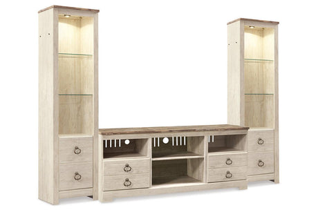Willowton Whitewash 3-Piece Entertainment Center by Ashley at Eve Furniture