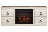 Willowton Whitewash 4-Piece Entertainment Center with Electric Fireplace by Ashley at Eve Furniture