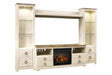 Willowton Whitewash 4-Piece Entertainment Center with Electric Fireplace by Ashley at Eve Furniture
