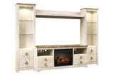 Willowton Whitewash 4-Piece Entertainment Center with Electric Fireplace by Ashley at Eve Furniture