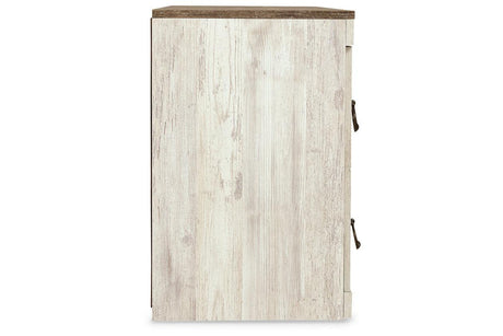 Willowton Whitewash 4-Piece Entertainment Center with Electric Fireplace by Ashley at Eve Furniture