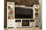 Willowton Whitewash 4-Piece Entertainment Center with Electric Fireplace by Ashley at Eve Furniture