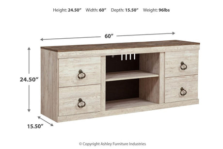 Willowton Whitewash 60" TV Stand by Ashley at Eve Furniture
