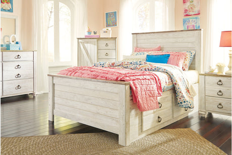 Willowton Whitewash Full Storage Platform Bed with 2 Drawers by Ashley at Eve Furniture
