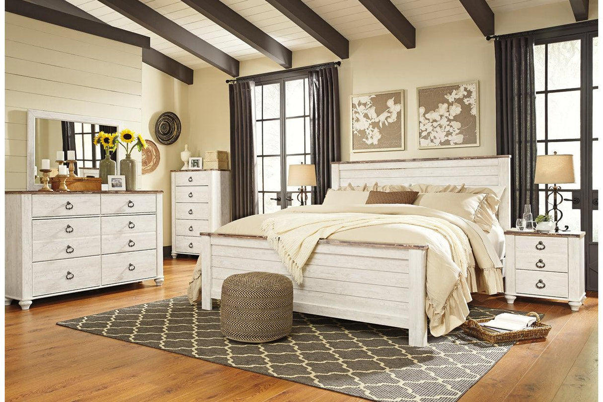 Willowton Whitewash King Panel Bed by Ashley at Eve Furniture