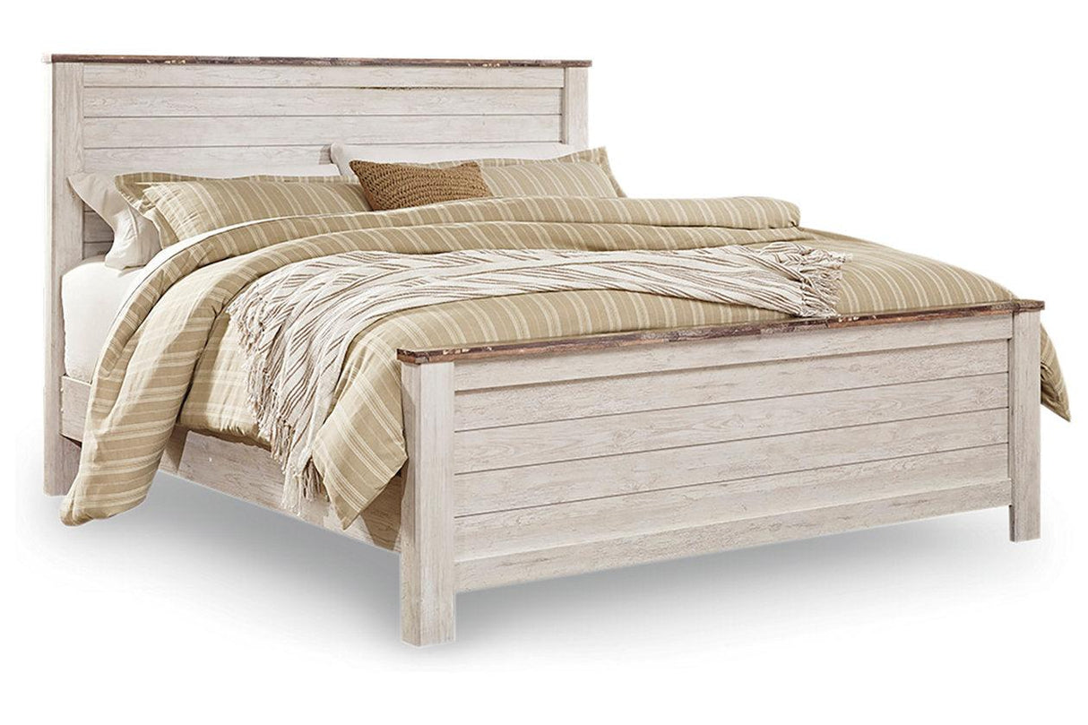 Willowton Whitewash King Panel Bed by Ashley at Eve Furniture
