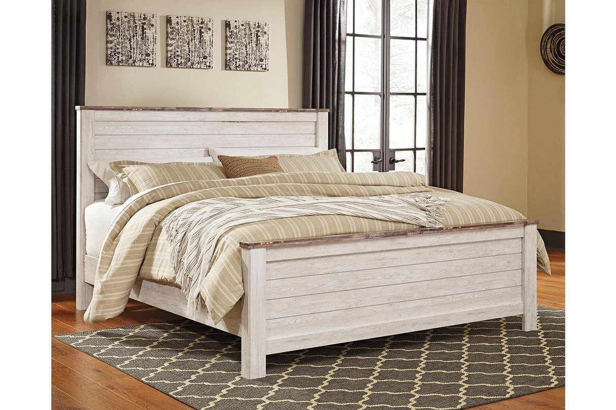 Willowton Whitewash King Panel Bed by Ashley at Eve Furniture
